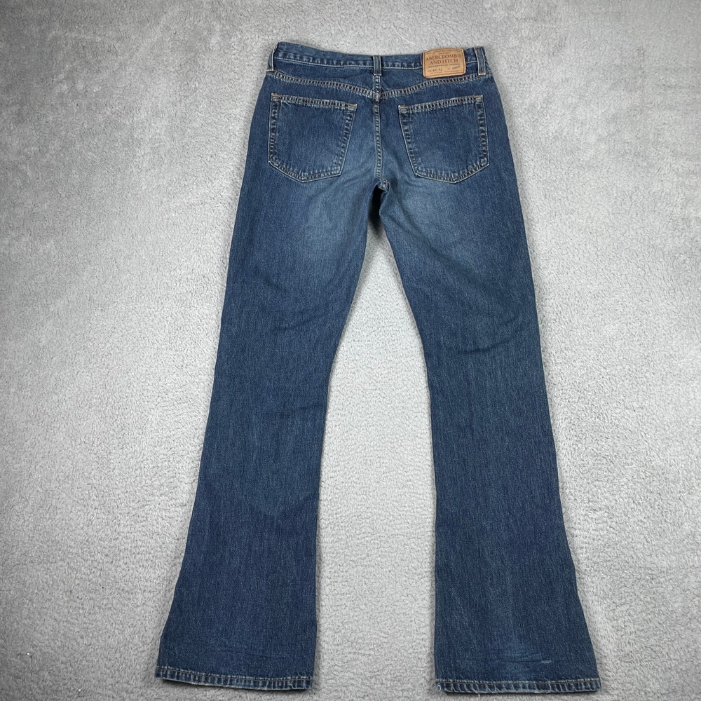 Vintage Abercrombie & Fitch Bootcut Jeans Mens 30x34 Blue Preppy Button Fly 90s - Picture 2 of 15